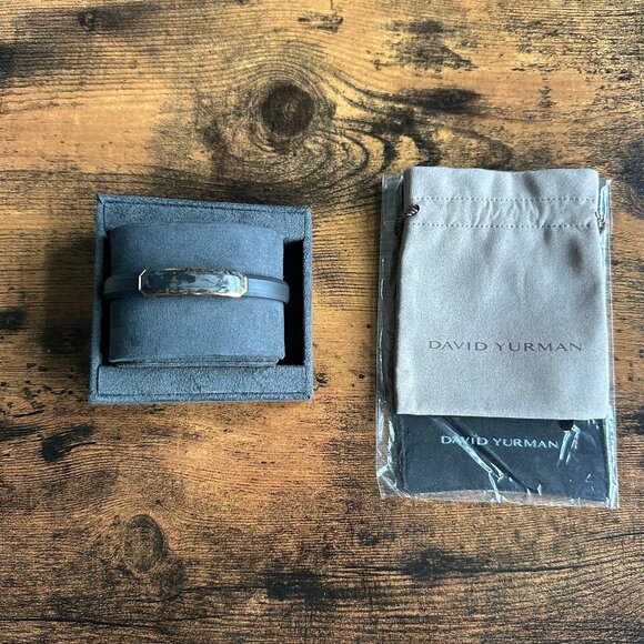 David Yurman Streamline ID Rubber Bracelet w/ Forged Carbon in 18K Gold - Medium - Picture 3 of 15